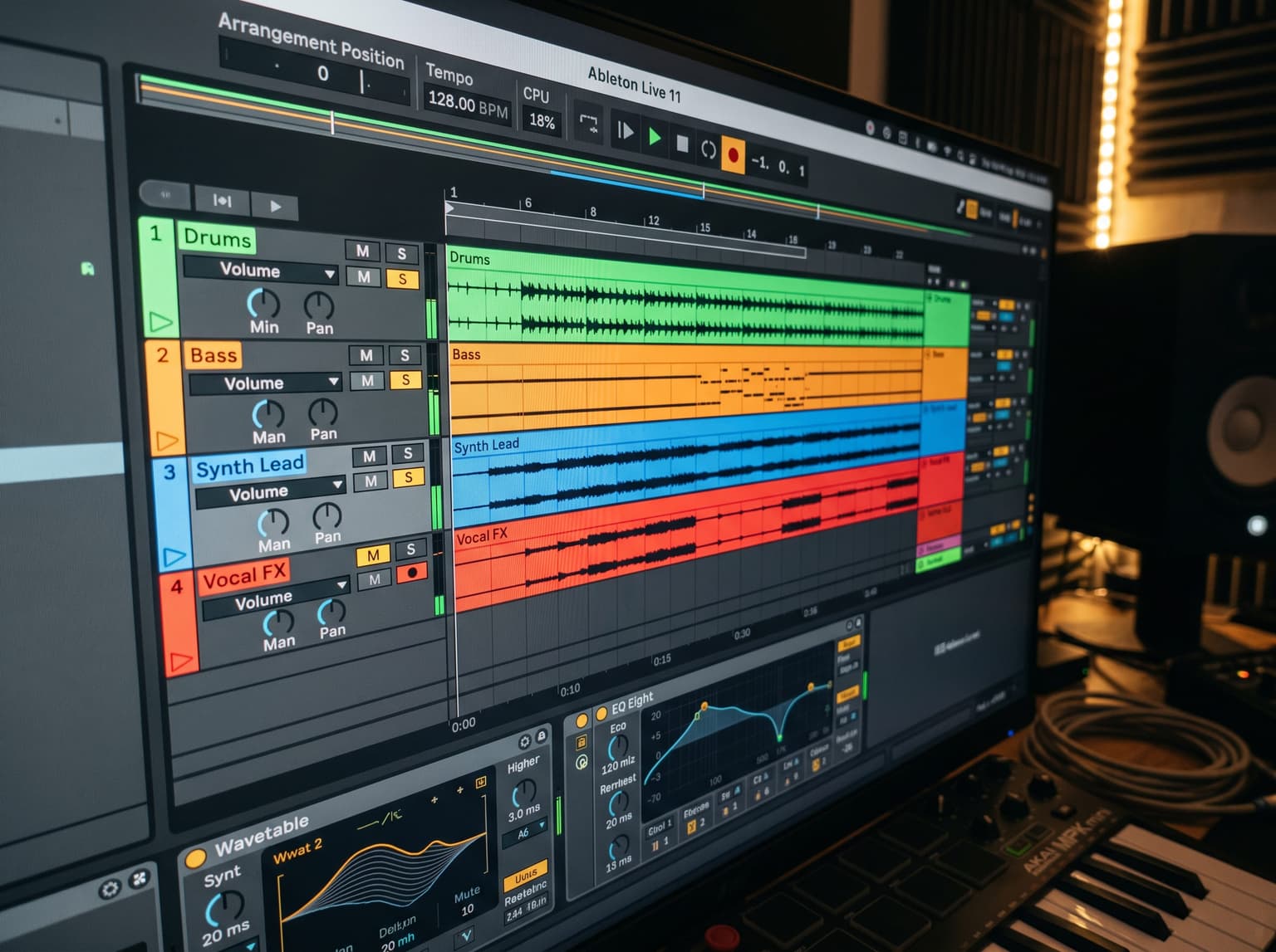 Layar Ableton Live di studio FP Music Production — workstation produksi musik utama
