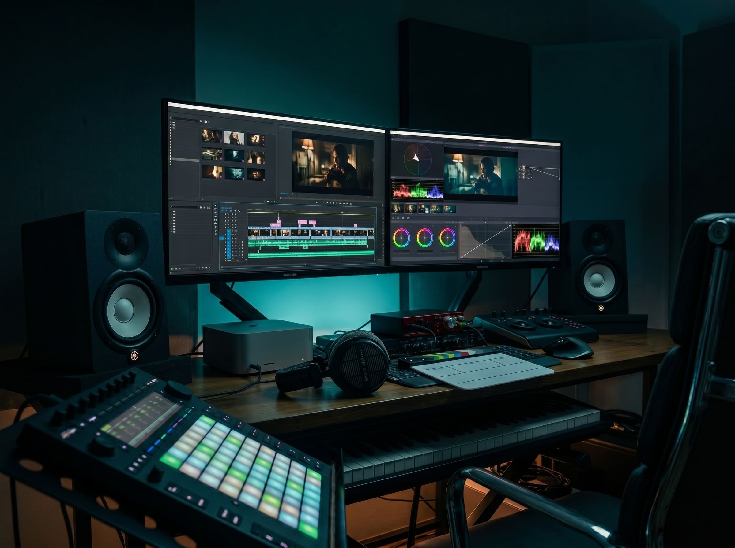 Live playback engineer di belakang panggung menjalankan Ableton Live — backing track dan MIDI sync konser